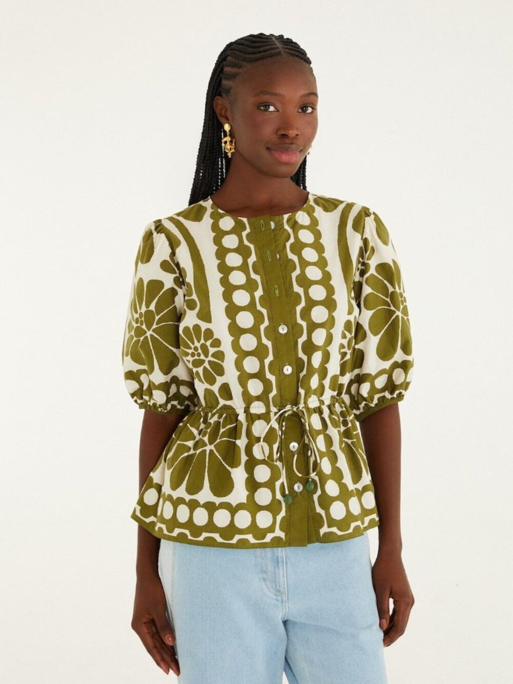 Green Palermo Drawstring Blouse